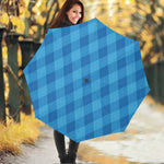 Ocean Blue Argyle Pattern Print Foldable Umbrella