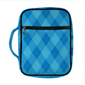 Ocean Blue Argyle Pattern Print Front Pocket Bible Bag