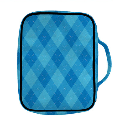 Ocean Blue Argyle Pattern Print Front Pocket Bible Bag