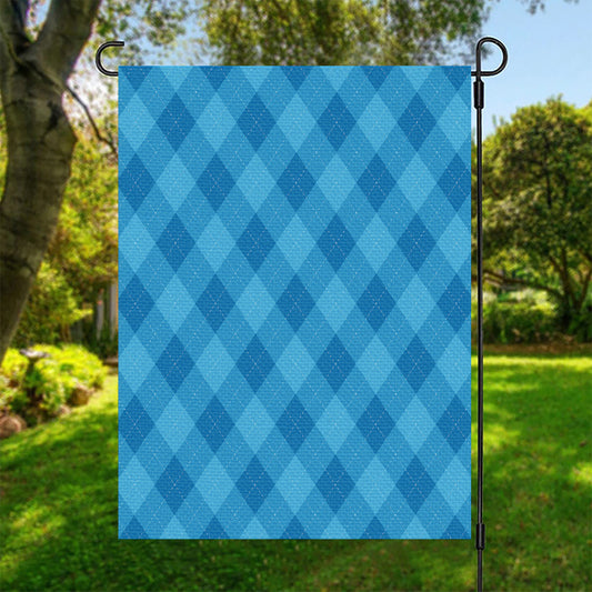 Ocean Blue Argyle Pattern Print Garden Flag
