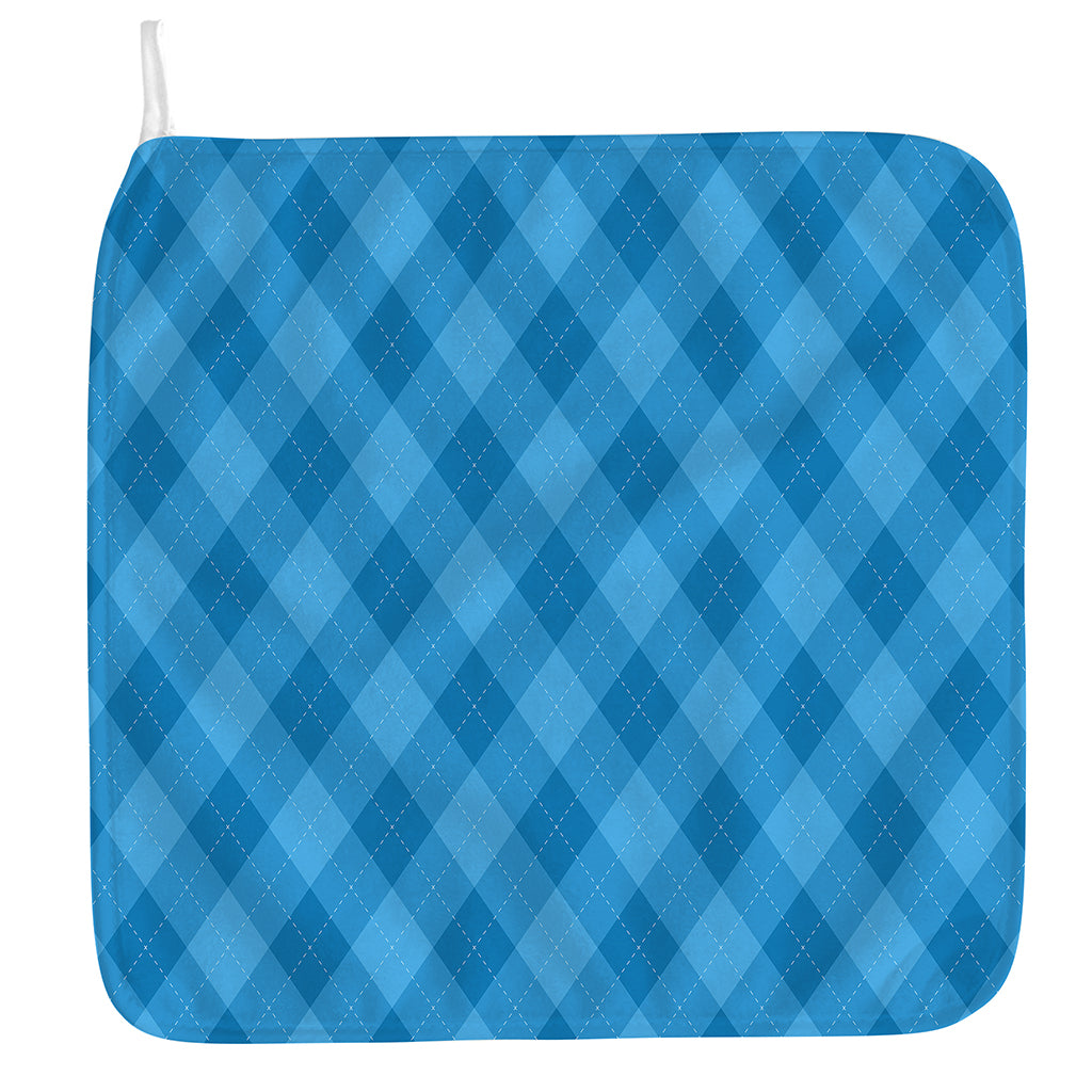 Ocean Blue Argyle Pattern Print Hand Towel