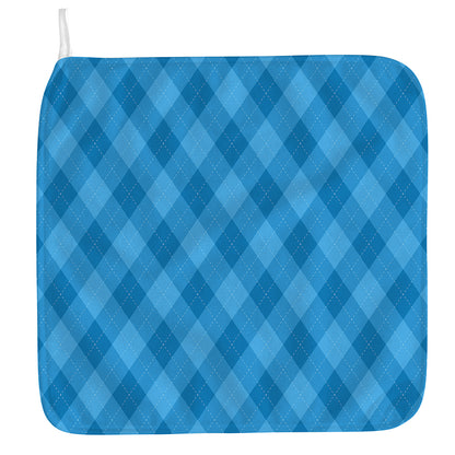 Ocean Blue Argyle Pattern Print Hand Towel