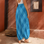 Ocean Blue Argyle Pattern Print Harem Pants