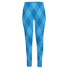 Ocean Blue Argyle Pattern Print High-Waisted Pocket Leggings