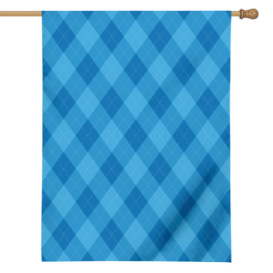 Ocean Blue Argyle Pattern Print House Flag