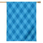 Ocean Blue Argyle Pattern Print House Flag