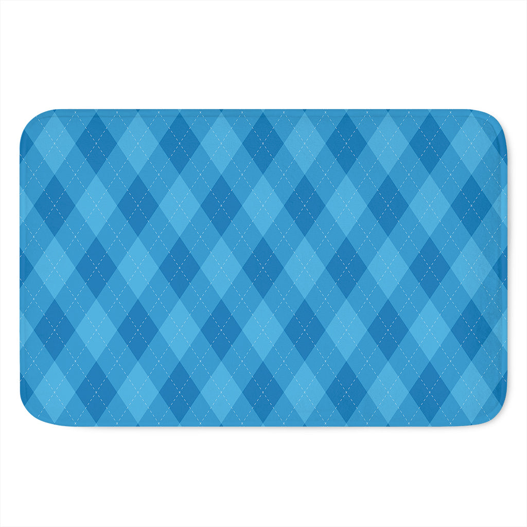 Ocean Blue Argyle Pattern Print Indoor Door Mat