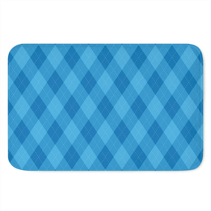 Ocean Blue Argyle Pattern Print Indoor Door Mat