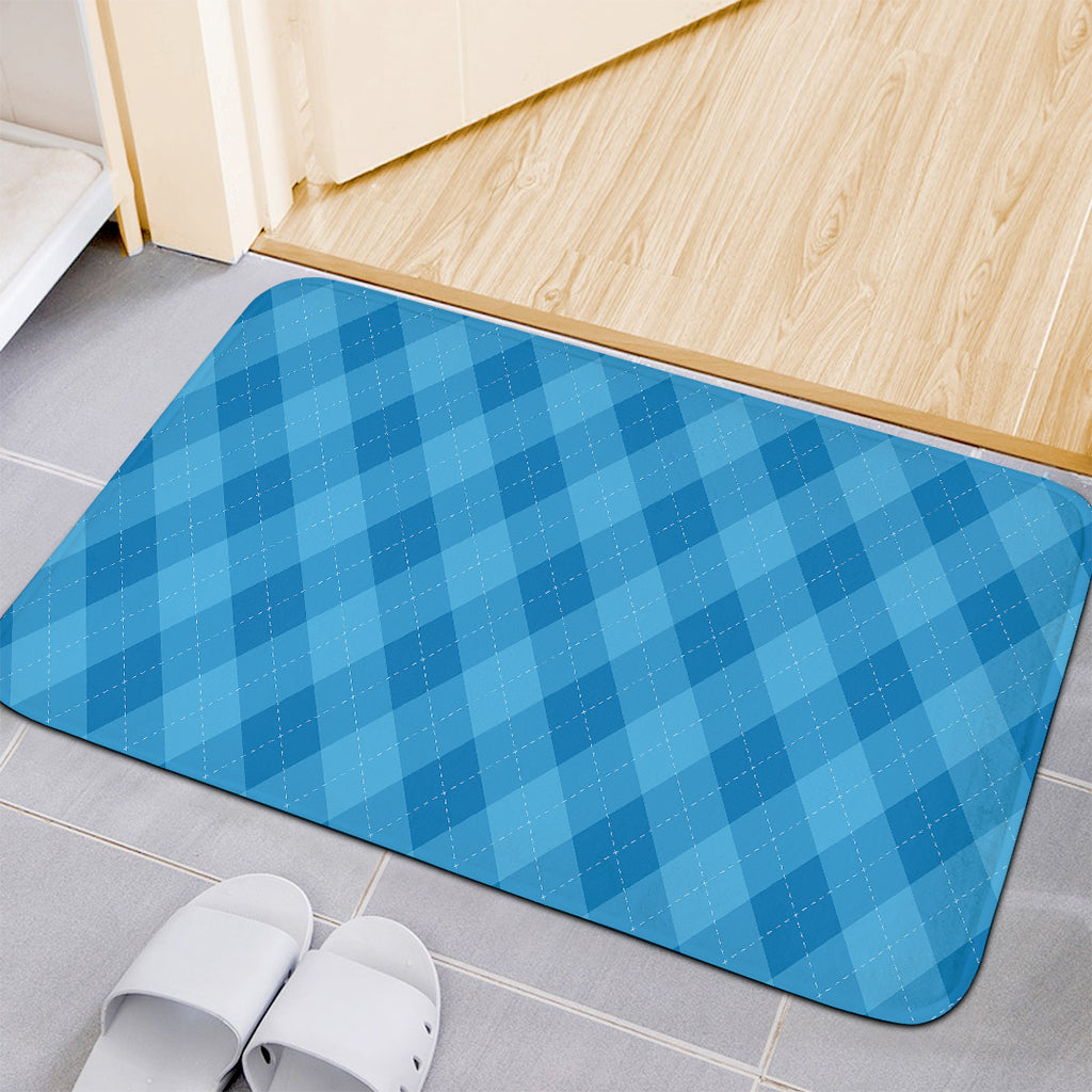Ocean Blue Argyle Pattern Print Indoor Door Mat