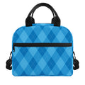 Ocean Blue Argyle Pattern Print Insulated Lunch Bag