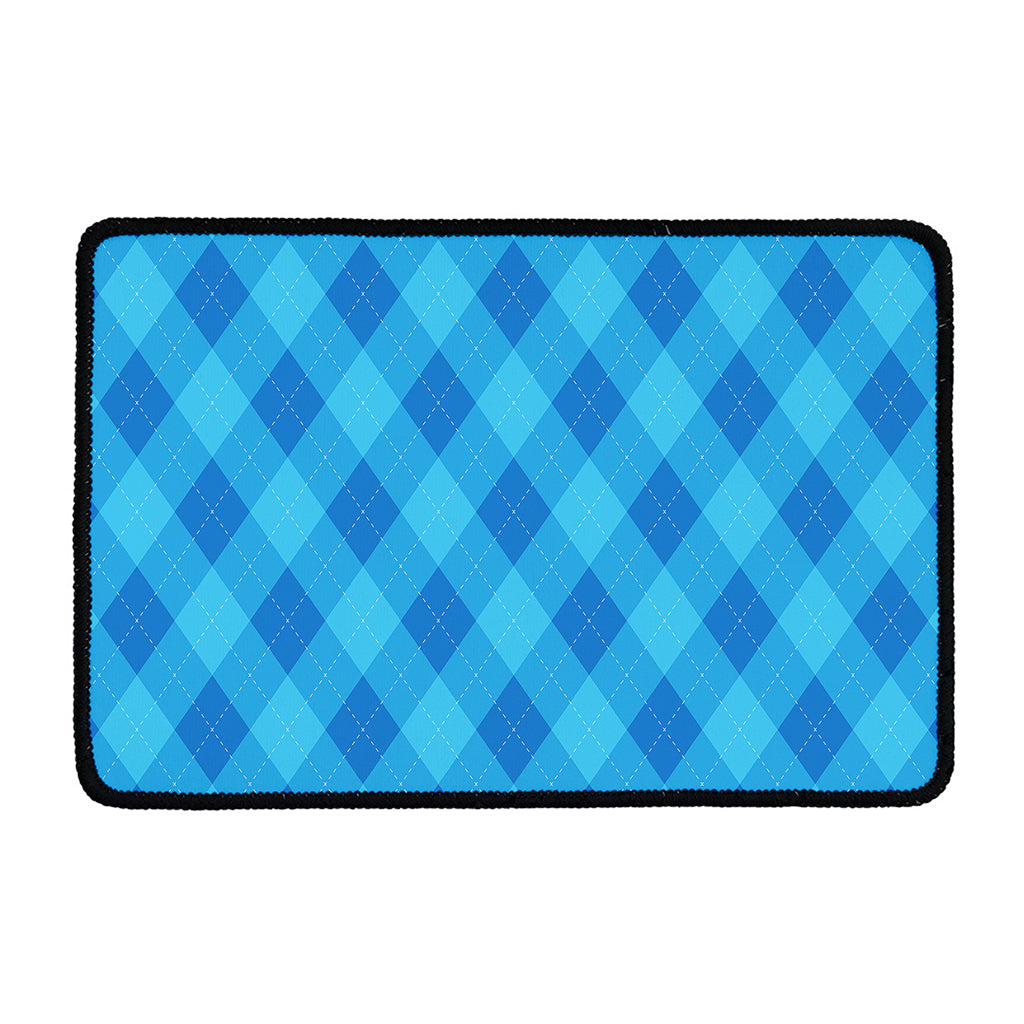Ocean Blue Argyle Pattern Print Kitchen Mat