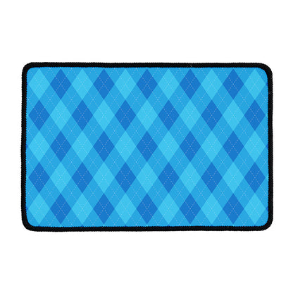 Ocean Blue Argyle Pattern Print Kitchen Mat