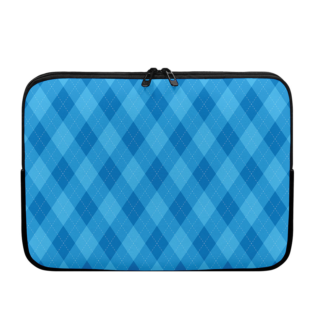 Ocean Blue Argyle Pattern Print Laptop Sleeve