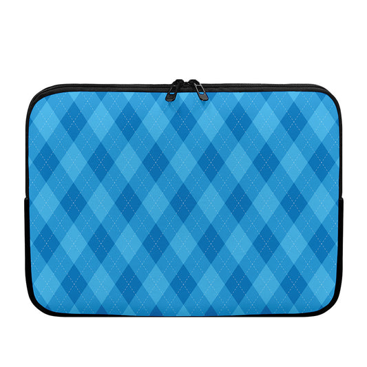 Ocean Blue Argyle Pattern Print Laptop Sleeve