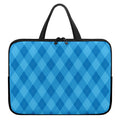 Ocean Blue Argyle Pattern Print Laptop Sleeve With Handle