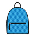 Ocean Blue Argyle Pattern Print Leather Backpack
