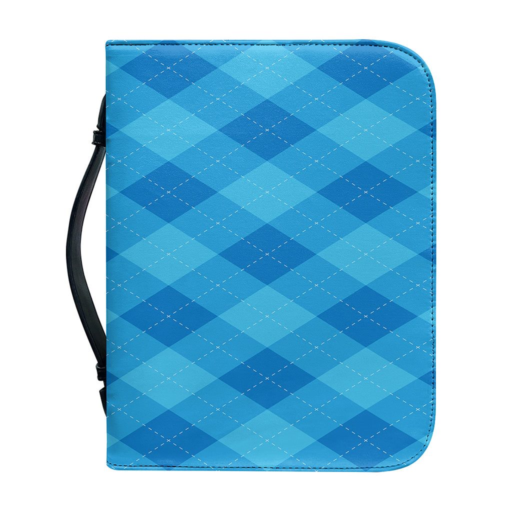 Ocean Blue Argyle Pattern Print Leather Bible Cover