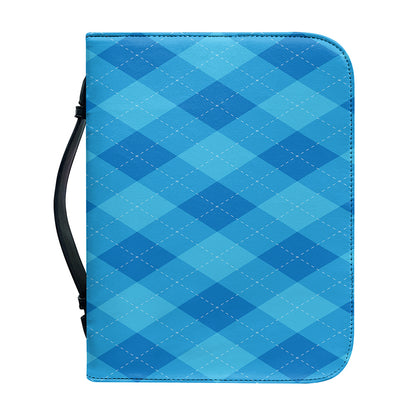 Ocean Blue Argyle Pattern Print Leather Bible Cover