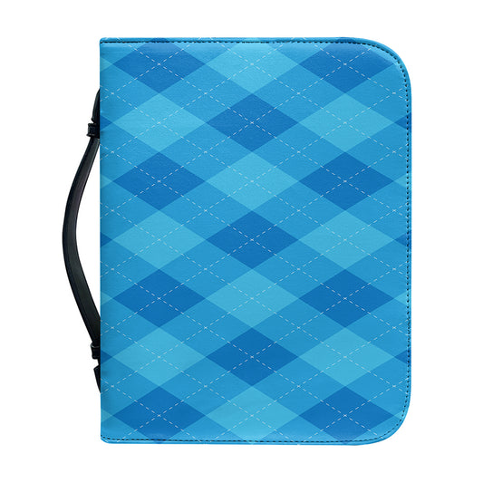 Ocean Blue Argyle Pattern Print Leather Bible Cover