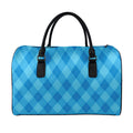Ocean Blue Argyle Pattern Print Leather Duffel Bag