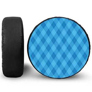 Ocean Blue Argyle Pattern Print Leather Spare Tire Cover