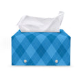 Ocean Blue Argyle Pattern Print Leather Tissue Box Cover