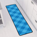 Ocean Blue Argyle Pattern Print Long Kitchen Mat