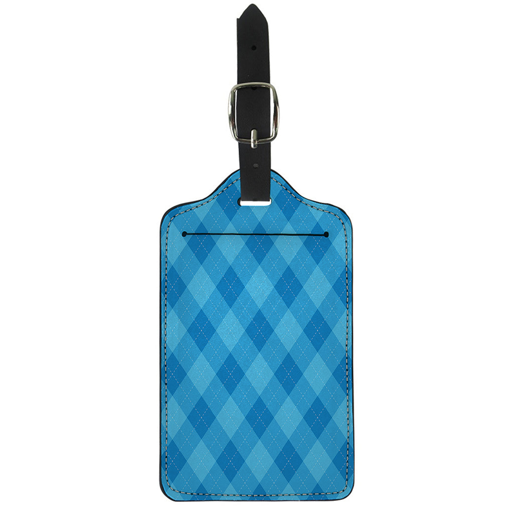 Ocean Blue Argyle Pattern Print Luggage Tag