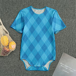 Ocean Blue Argyle Pattern Print Men's Bodysuit