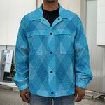 Ocean Blue Argyle Pattern Print Men's Shirt Jacket