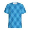 Ocean Blue Argyle Pattern Print Men's Athletic T-Shirt