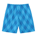 Ocean Blue Argyle Pattern Print Men's Swim Trunks