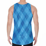 Ocean Blue Argyle Pattern Print Men's Velvet Tank Top