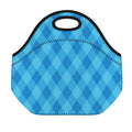 Ocean Blue Argyle Pattern Print Neoprene Lunch Bag