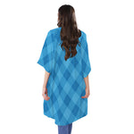 Ocean Blue Argyle Pattern Print Open Front Beach Cover Up