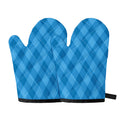 Ocean Blue Argyle Pattern Print Oven Mitts