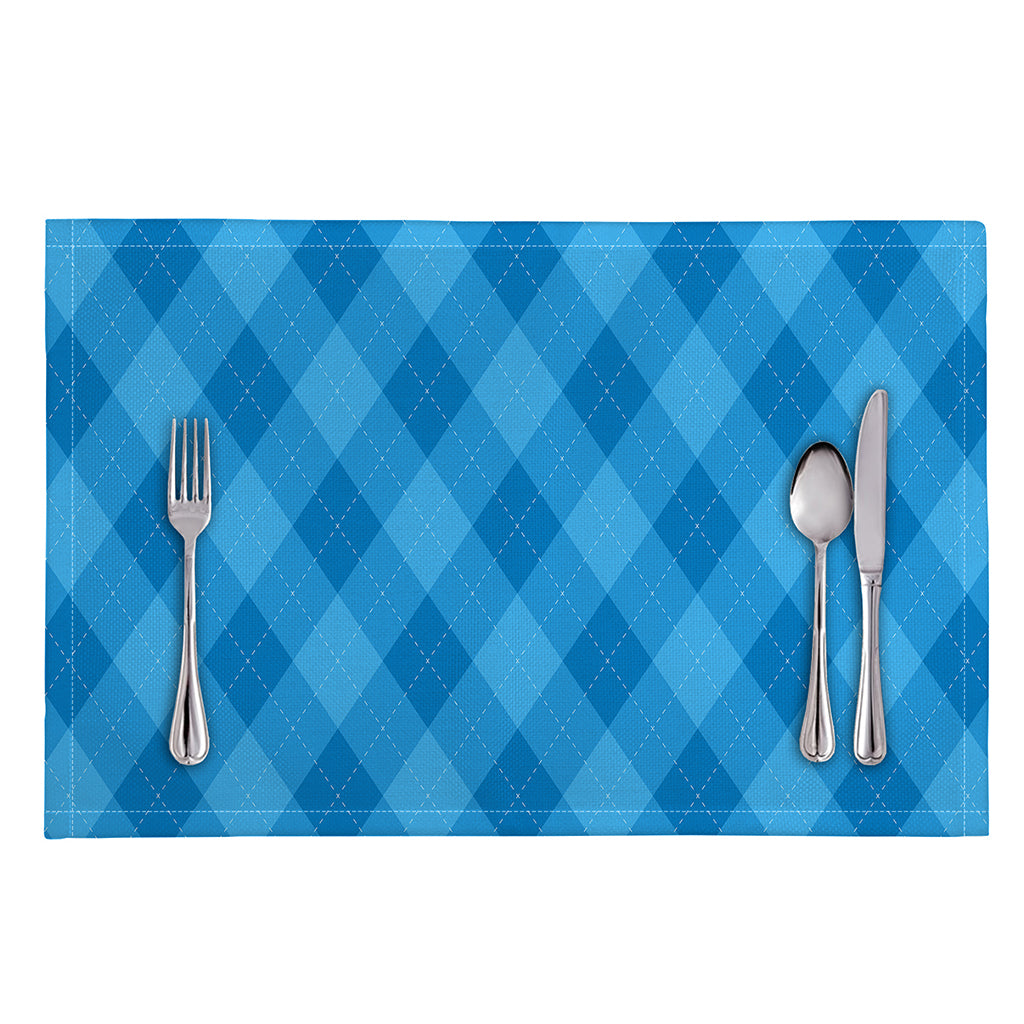 Ocean Blue Argyle Pattern Print Placemat