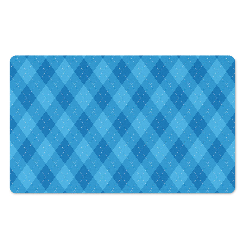 Ocean Blue Argyle Pattern Print Polyester Doormat