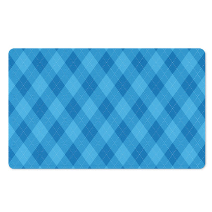 Ocean Blue Argyle Pattern Print Polyester Doormat
