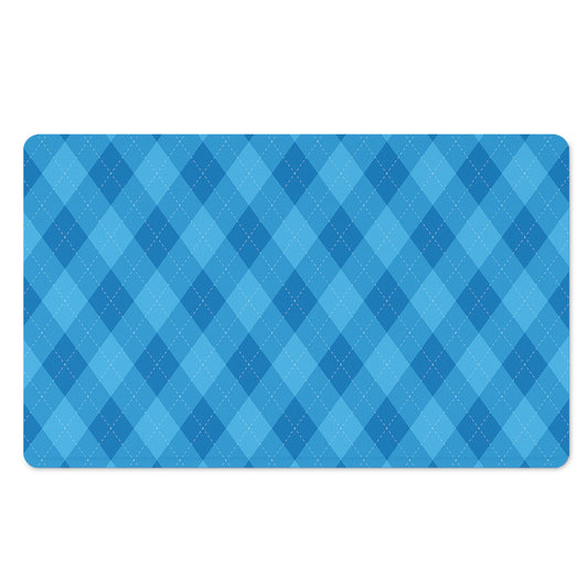 Ocean Blue Argyle Pattern Print Polyester Doormat