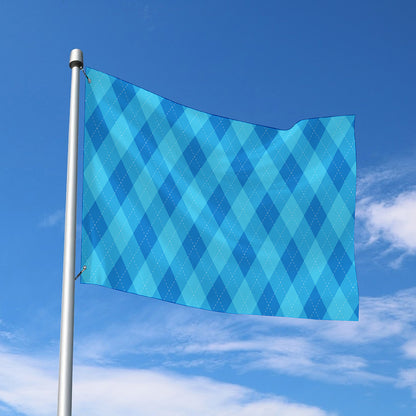 Ocean Blue Argyle Pattern Print Polyester Flag
