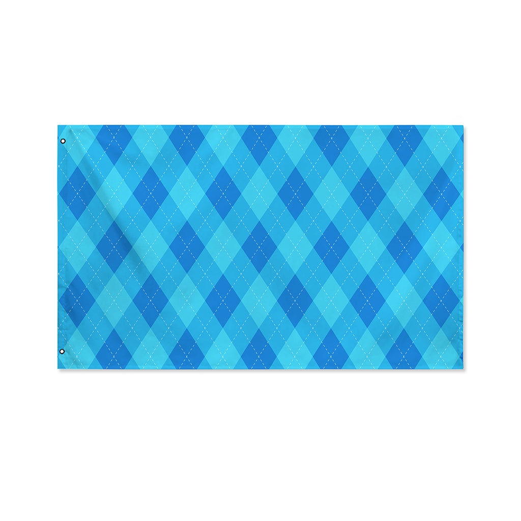 Ocean Blue Argyle Pattern Print Polyester Flag