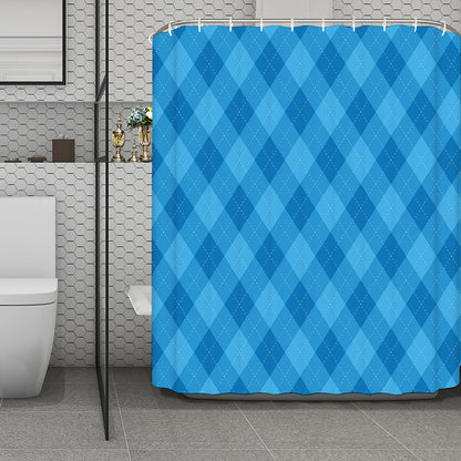 Ocean Blue Argyle Pattern Print Polyester Shower Curtain