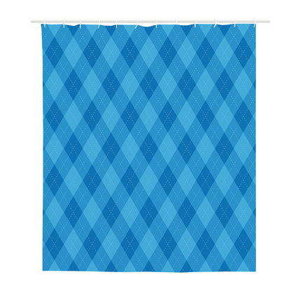 Ocean Blue Argyle Pattern Print Polyester Shower Curtain