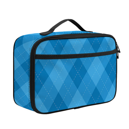 Ocean Blue Argyle Pattern Print Portable Lunch Bag
