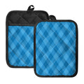 Ocean Blue Argyle Pattern Print Pot Holders With Pocket