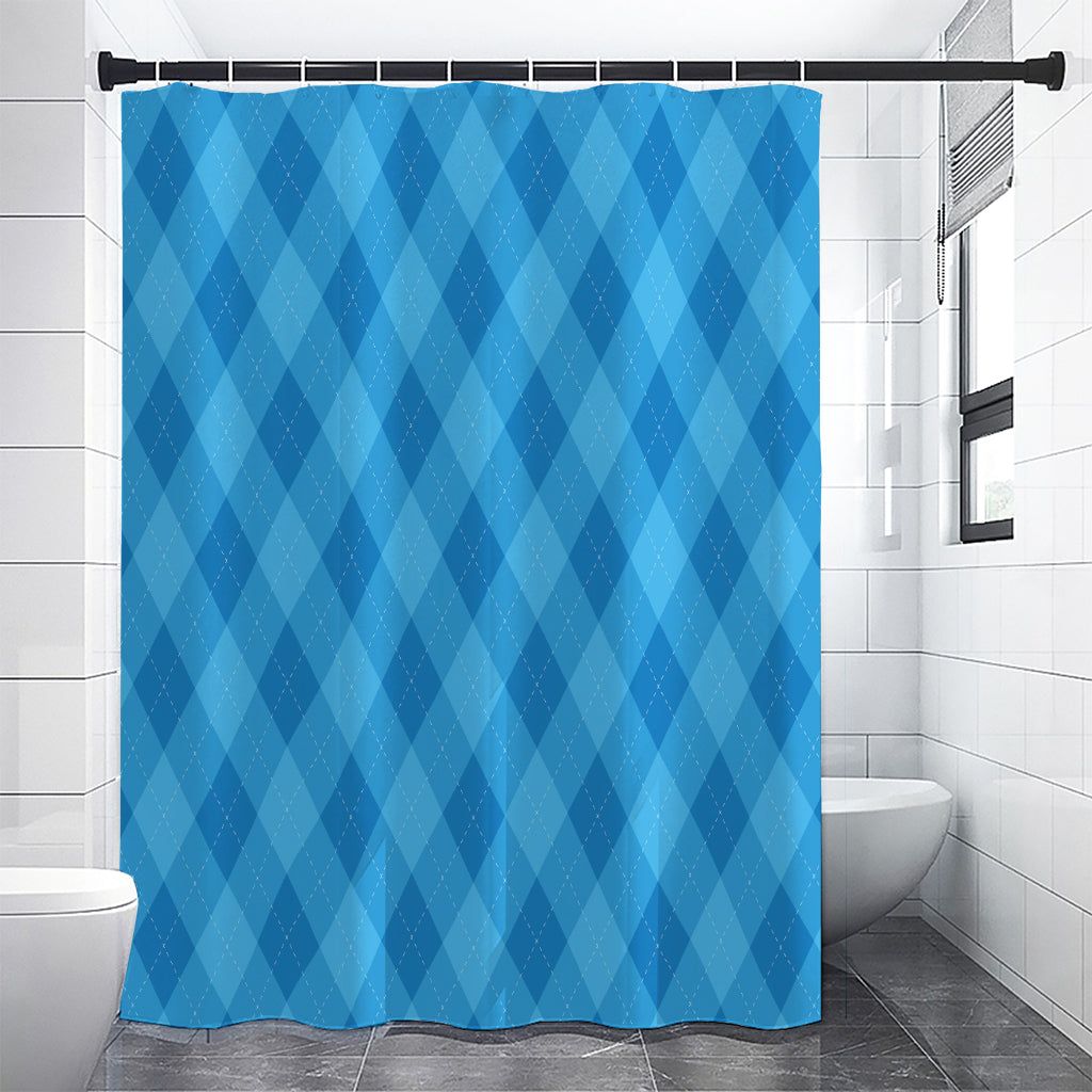 Ocean Blue Argyle Pattern Print Premium Shower Curtain