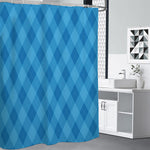 Ocean Blue Argyle Pattern Print Premium Shower Curtain