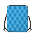 Ocean Blue Argyle Pattern Print Rectangular Crossbody Bag