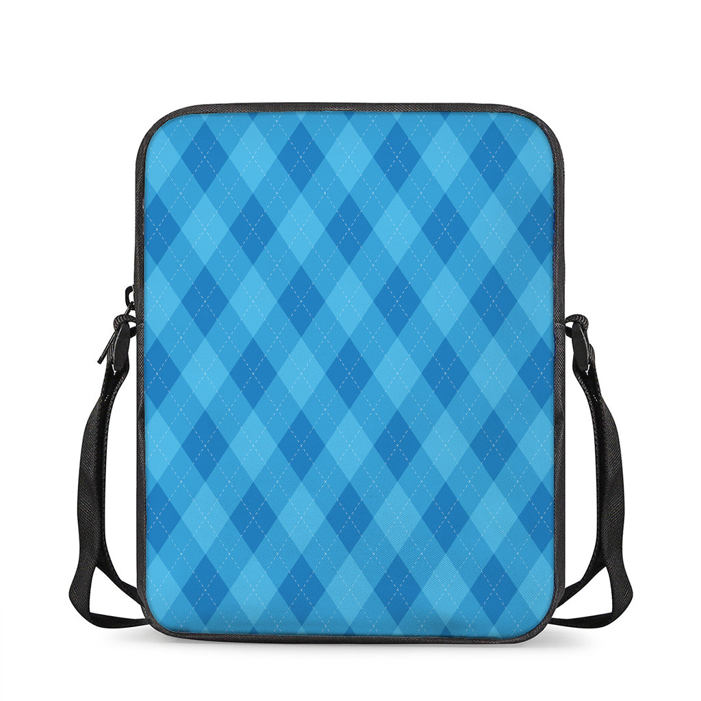 Ocean Blue Argyle Pattern Print Rectangular Crossbody Bag